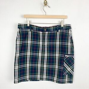 VTG Y2K Tommy Hilfiger Green Plaid Cargo Style Mini Skirt Sz 10